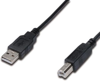 Vads Digitus USB A to USB B AK-300105-030-S USB 2.0 A male, USB 2.0 B male, 3 m, melna