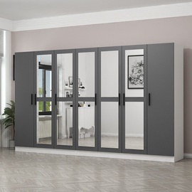 Гардероб Kalune Design Kale 5071, белый/антрацитовый, 52 см x 315 см x 210 см, с зеркалом