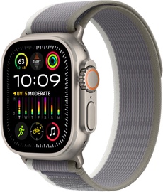 Viedais pulkstenis Apple Watch Ultra 2 GPS + Cellular, 49mm Titanium Green/Grey Trail Loop M/L LV/EE, titāna