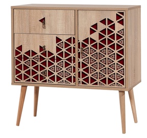 Komoda Kalune Design Verybox 122, raudona/ąžuolo, 40 x 90 cm x 90 cm