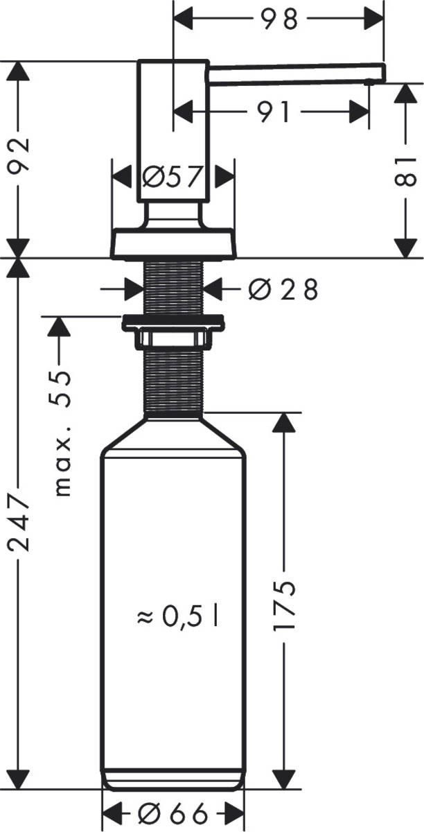 Дозатор для жидкого мыла Hansgrohe 40448670, черный, 0.5 л