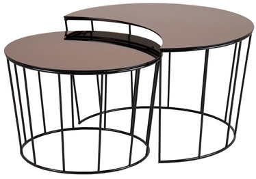 Журнальный столик Sunmoon 61612, коричневый/черный, 76 см x 76 см x 45 см