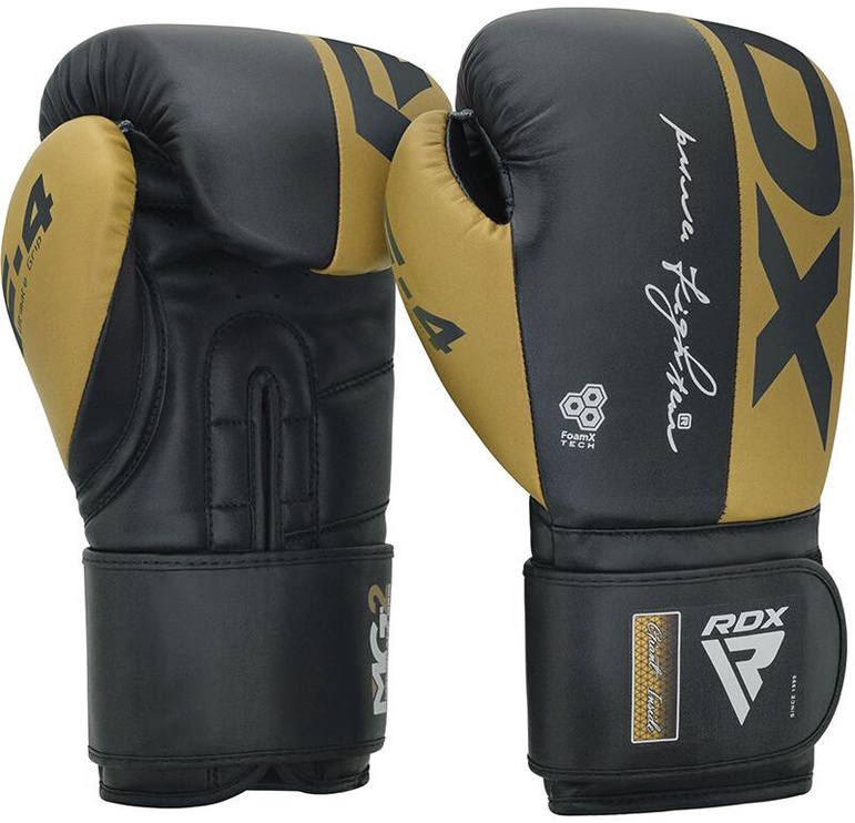 Боксерские перчатки RDX F4 BGR-F4GL-12OZ, золотой/черный, 12 oz