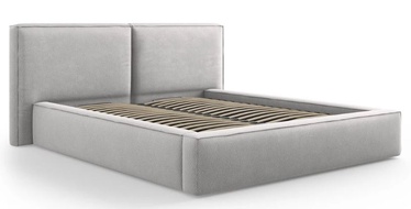 Кровать двухместная Micadoni Home Jodie, 160 x 200 cm, светло-серый, с решеткой