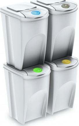 Atkritumu šķirošanas sistēma Prosperplast Sortibox, 4 x 35L l, balta