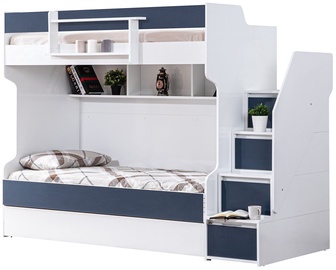 Divstāvīga gulta Kalune Design Cesur 106DNV1268, zila/balta, 101 x 245 cm