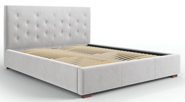 Кровать двухместная Micadoni Home Seri Velvet, 160 x 200 cm, светло-серый, с решеткой