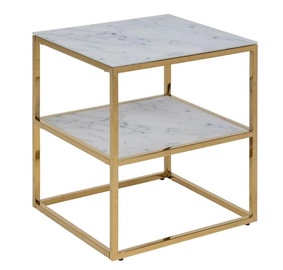 Ночной столик Home4you Alisma, золотой/белый, 45 x 40 x 50 см