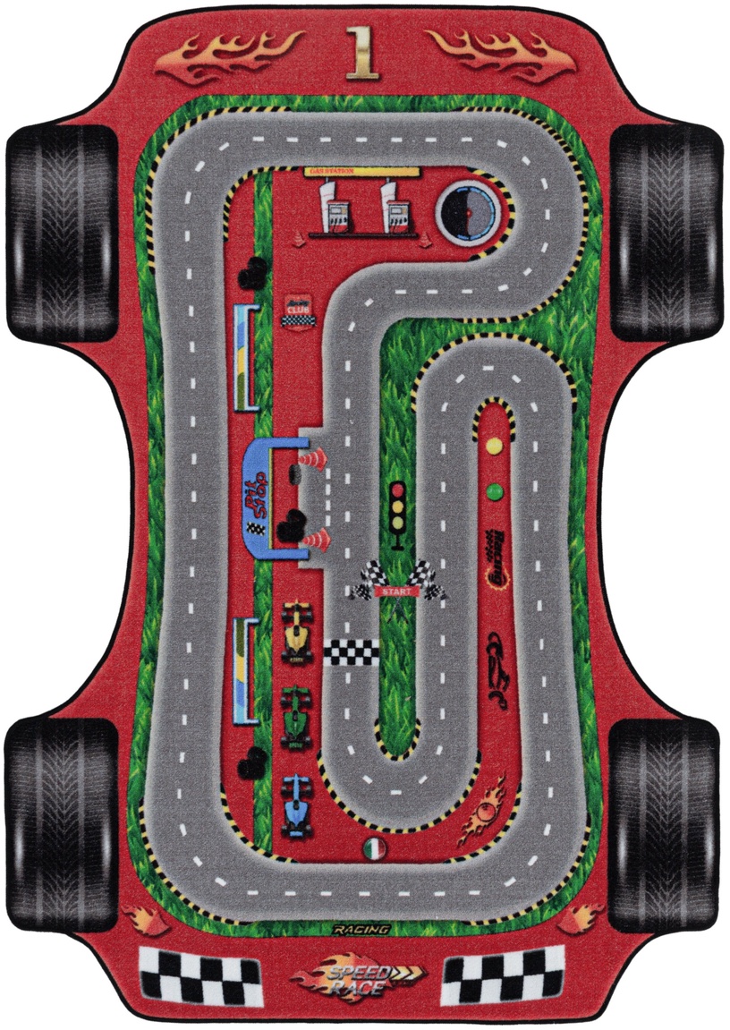 Paklājs iekštelpu Play Racetrack, sarkana, 230 cm x 160 cm
