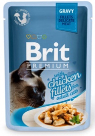 Barības piedevas, vitamīni kaķiem Brit Premium Chicken Fillets In Gravy, vistas gaļa, 0.085 kg