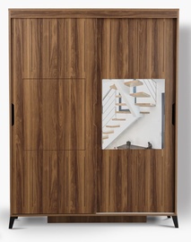 Spinta Kalune Design Fuga 130, ruda, 60 cm x 130 cm x 216 cm, su veidrodžiu