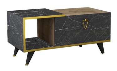 Журнальный столик Kalune Design Angel, черный/желтый/ореховый, 900 мм x 400 мм x 424 мм