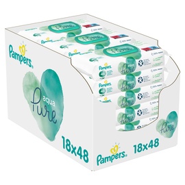 Влажные салфетки Pampers Aqua Pure, 18 упаковок, 864 шт