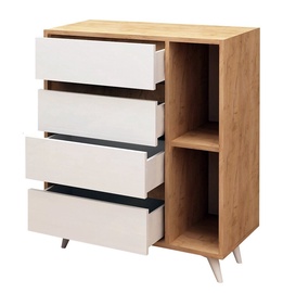 Kummut Kalune Design Tsela, valge/tamm, 40 x 70 x 86 cm