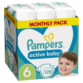 Autiņbiksītes Pampers Active Baby, 6 izmērs, 128 gab.
