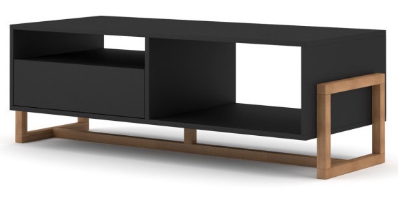 Kafijas galdiņš Oslo, melna/koka, 119.2 cm x 50 cm x 41.3 cm