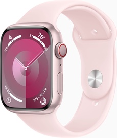 Viedais pulkstenis Apple Watch Series 9 GPS + Cellular, 45mm Pink Aluminium Light Pink Sport Band S/M, rozā