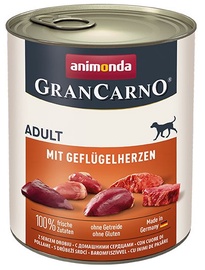 Mitrā barība (konservi) suņiem Animonda GranCarno Poultry Hearts, mājputnu gaļa, 0.8 kg