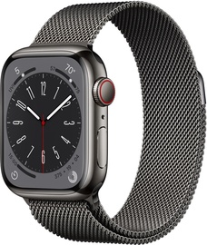 Viedais pulkstenis Apple Watch Series 8 GPS + Cellular 41mm Graphite Stainless Steel Case with Graphite Milanese Loop, grafīta