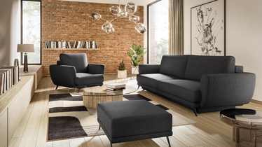 Mēbeļu komplekts Megis 3F & 1F & Pouf, iekštelpu, melna