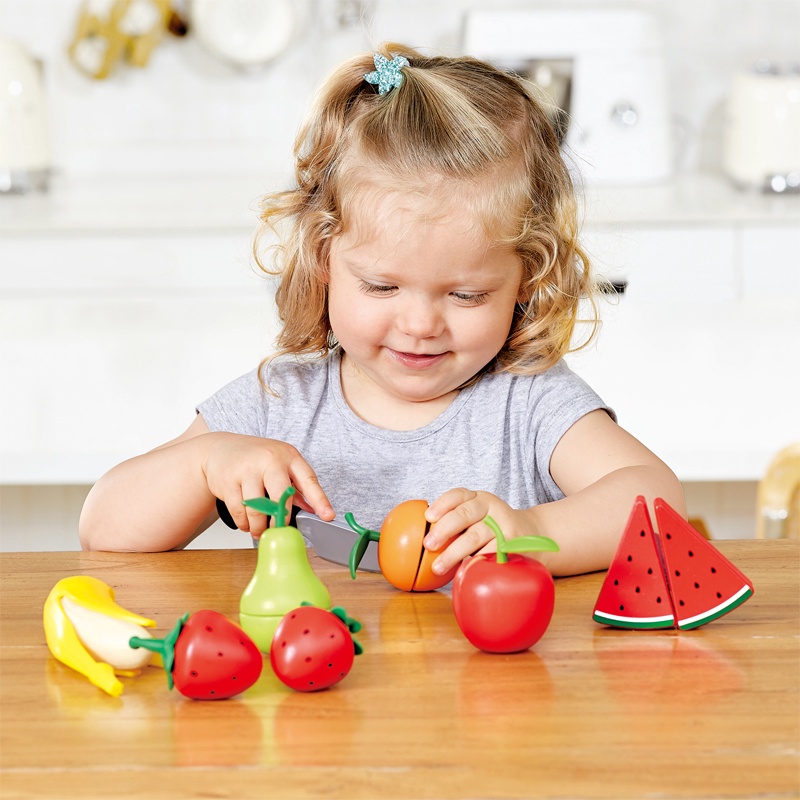 Mänguköögi tarbed, köögi mänguasjad, puuviljade lõikamise komplekt Hape Healthy Fruit E3171, mitmevärviline
