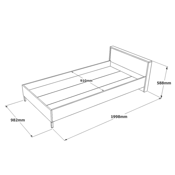 Кровать Kalune Design HM4 - CG, 90 x 190 cm, коричневый/серый