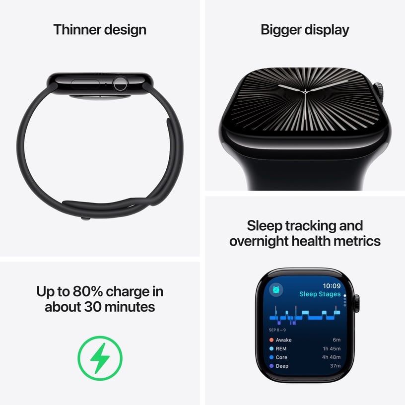 Viedais pulkstenis Apple Watch Series 10 GPS 42mm Case Denim Sport Band S/M, silver aluminium
