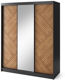 Spinta Marrphy III, juoda/ąžuolo, 180 cm x 220 cm x 60 cm, su veidrodžiu