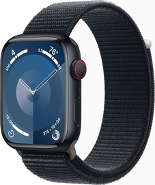 Viedais pulkstenis Apple Watch Series 9 GPS + Cellular, 45mm Midnight Aluminium Midnight Sport Loop, melna