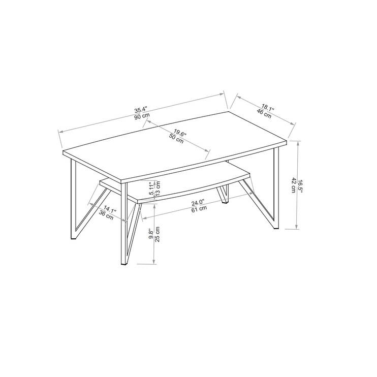 Журнальный столик Kalune Design Asens 50, бежевый, 50 см x 90 см x 42 см