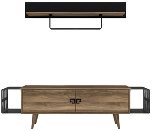 Sektsioonkapp Kalune Design Oltre, must/pähklipuu, 188 cm x 35 cm x 53.2 cm