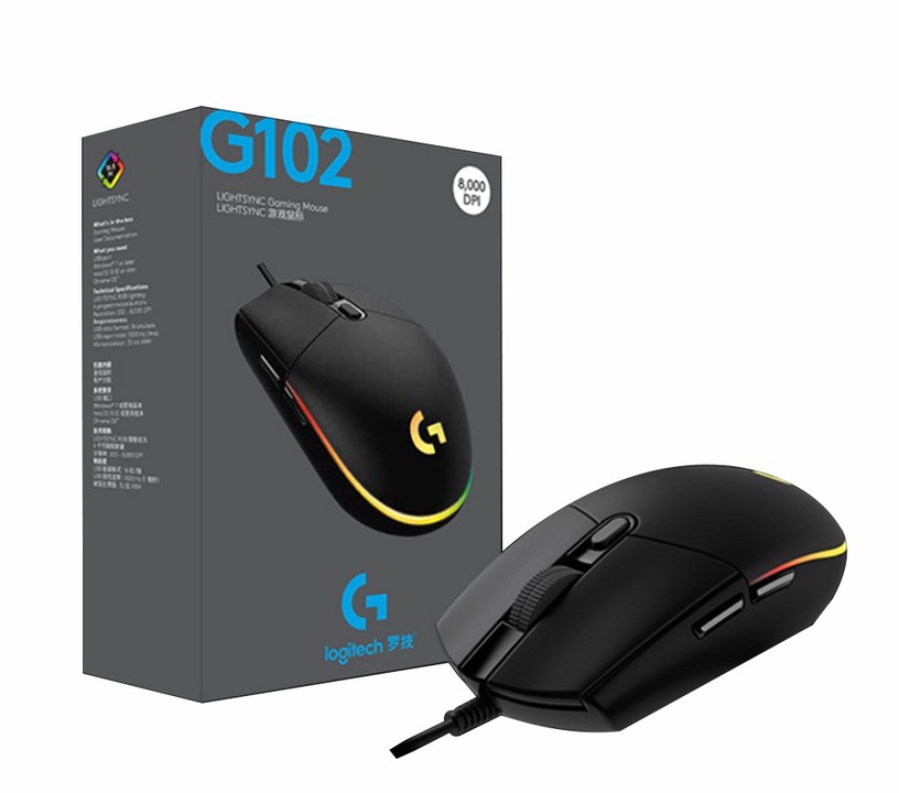 Mänguri hiir Logitech G102 Lightsync, must