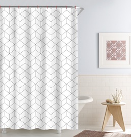 Vannas istabas aizkars Domoletti 182545H, balta/melna, 1800 mm x 1800 mm