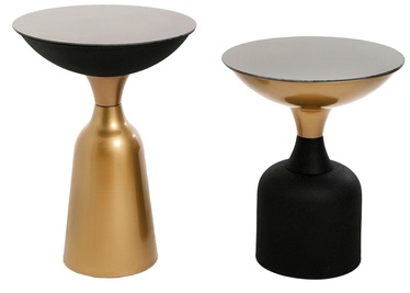 Kafijas galdiņu komplekts Kalune Design Table Set 1008-33, zelta/melna, 42 cm x 42 cm x 56 cm