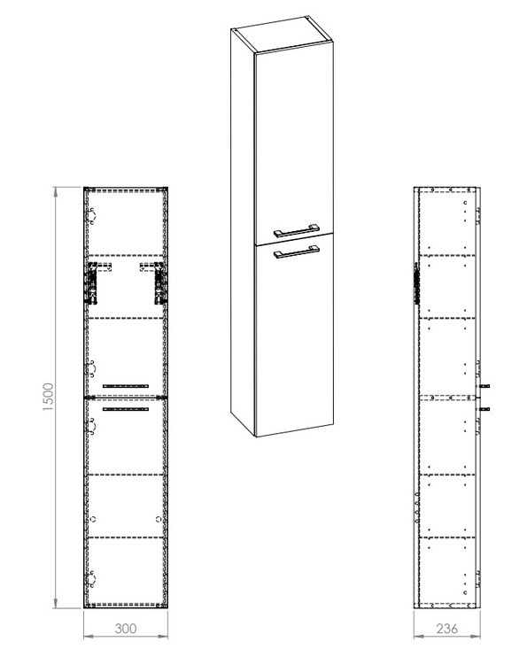 Rippuv vannitoakapp Elita Cheese Plus 168521, must, 23.6 cm x 30 cm x 150 cm