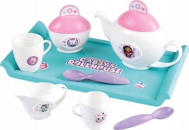 Mänguköögi tarbed, köögi mänguasjad, nõudekomplekt Smoby Gabbys Dollhouse Tea Set, sinine/valge/roosa