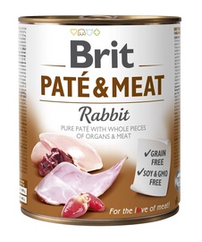 Mitrā barība (konservi) suņiem Brit Care Paté & Meat Rabbit, truša gaļa, 0.8 kg