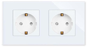 Dubultā kontaktligzda Feelspot FSSR2W-K 47-00199, Iezemēta rozete, balta