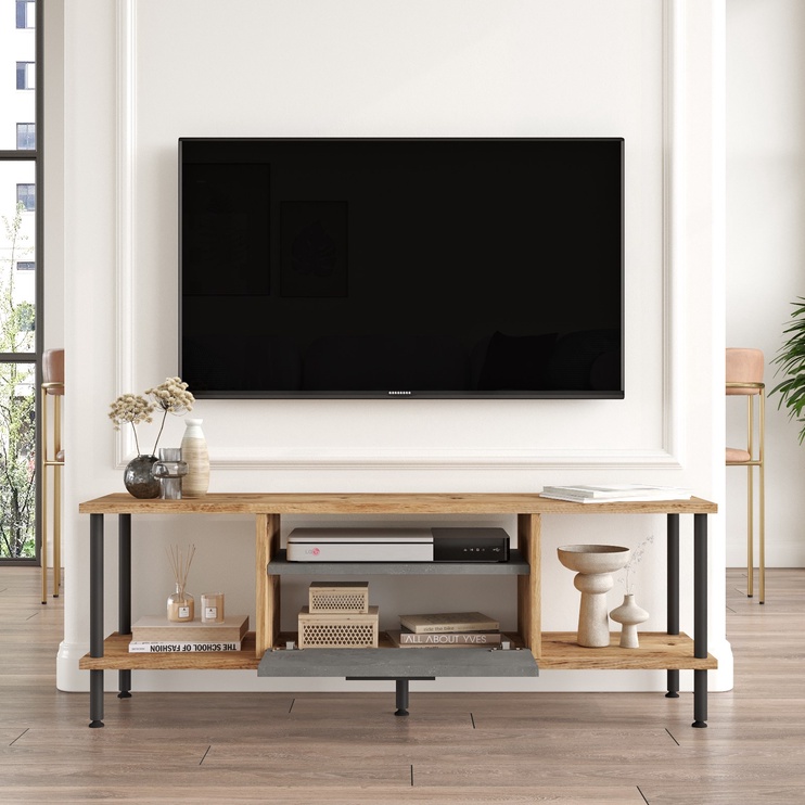 TV-laud Kalune Design NB1 AG, pruun/hall, 29.5 cm x 120 cm x 41.1 cm