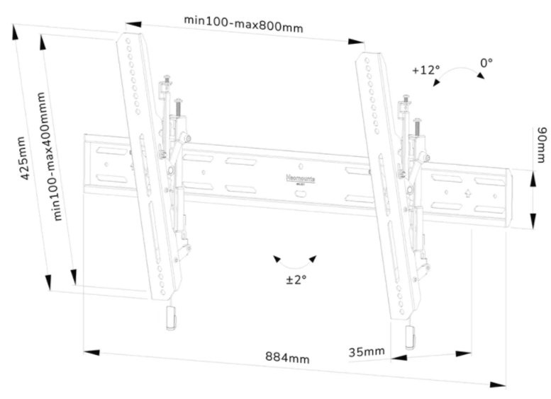 Полка Neomounts By Newstar WL35S-850BL18, 43-98″, 100 кг