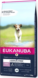 Sausā suņu barība Eukanuba Grain Free Puppy Small, zivs, 12 kg