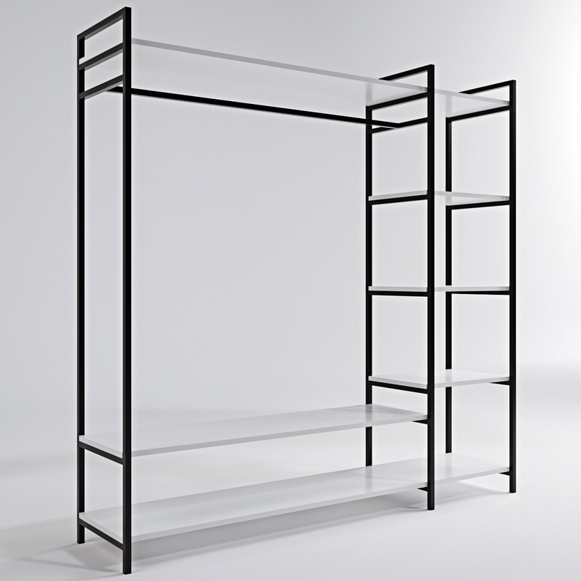 Riidekapp Kalune Design Trend L615, valge/must, 40 cm x 180 cm x 180 cm