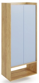 Skapis Mobius 2D, ozola/gaiši zila, 78 cm x 41 cm x 179 cm