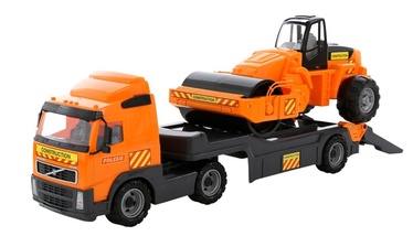 Rotaļlietu smagā tehnika Polesie PowerTruck Trailer & Road Roller Volvo 36810, oranža
