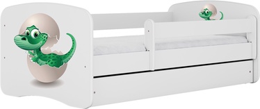 Bērnu gulta vienvietīga Kocot Kids Babydreams Baby Dino, balta, 184 x 90 cm, ar nodalījumu gultas veļai