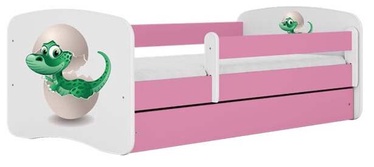 Vaikiška lova viengulė Kocot Kids Babydreams Baby Dino, balta/rožinė, 184 x 90 cm, su patalynės dėže