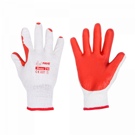 Рабочие перчатки прорезиненные, перчатки Bradas Pave RWBP10, для взрослых, резина/хлопок, белый/oранжевый, 10, 6 шт.