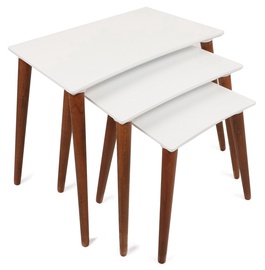 Журнальный столик Kalune Design Base, белый/ореховый, 39 см x 53 см x 65.3 см