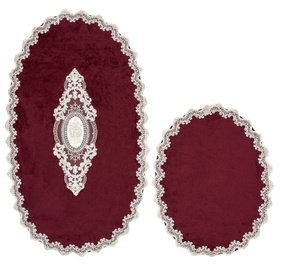 Vannitoamattide komplekt Foutastic Selonya Oval 299ANR1473, valge/bordoo, 1150 mm x 650 mm