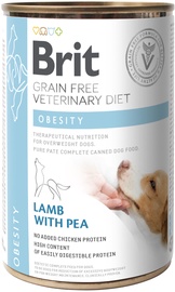 Mitrā barība (konservi) suņiem Brit GF Veterinary Diets Obesity, jēra gaļa/dzeltenie zirņi, 0.4 kg